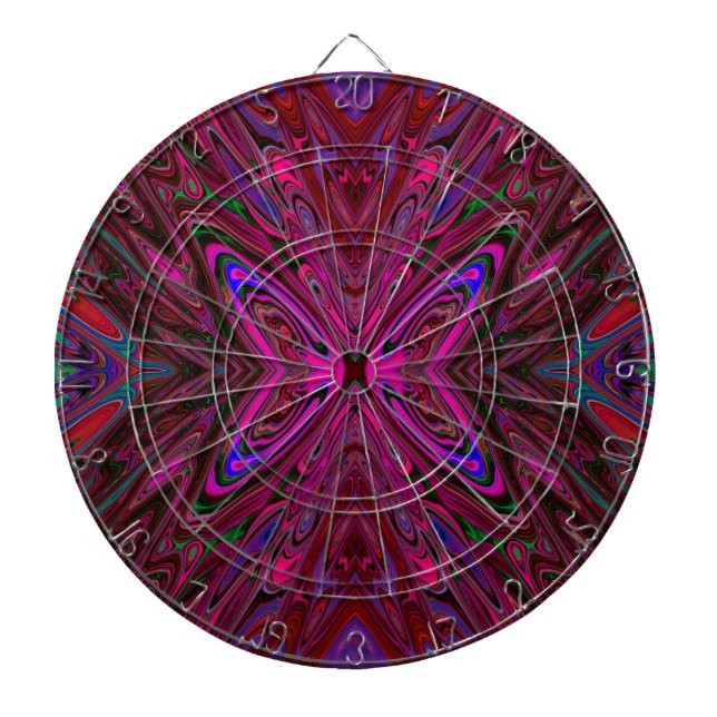 Cible De Fléchettes Papillon Abstrait Bleu, Rouge et Rose Tripant (Devant)