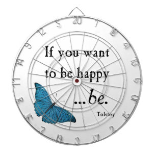 Cible De Fléchettes Papillon bleu vintage et citation de bonheur de