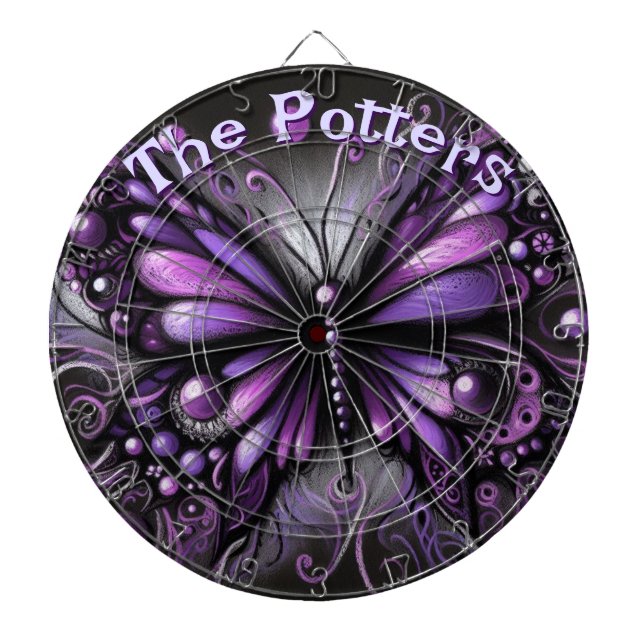 Cible De Fléchettes Papillon gothique violet noir personnalisé (Devant)