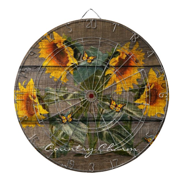 Cible De Fléchettes Papillons de tournesol rustique Barre (Devant)