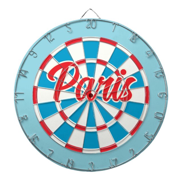 Cible De Fléchettes PARIS Bleu Blanc et Rouge texte éditable Rétro (Devant)