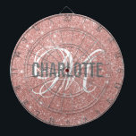 Cible De Fléchettes Parties scintillant d'or rose moderne monogramme n<br><div class="desc">Parties scintillant dorée rose moderne avec un nom de typographie blanche et monogramme gris. Personnalisez avec le nom et l'initiale.</div>