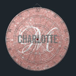 Cible De Fléchettes Parties scintillant d'or rose moderne monogramme n<br><div class="desc">Parties scintillant dorée rose moderne avec un nom de typographie blanche et monogramme gris. Personnalisez avec le nom et l'initiale.</div>