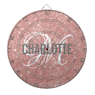 Cible De Fléchettes Parties scintillant d'or rose moderne monogramme n