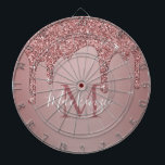 Cible De Fléchettes Parties scintillant Rose de goutte d'or de fille M<br><div class="desc">Parties scintillant Rose Gold Sparkle Drips Monogram Cible de flechettes avec parties scintillant d'or rose/rose faux mode goutte sur un arrière - plan chic avec votre monogramme et nom personnalisés. Idéal pour tous ceux qui aiment le luxe glam style de vie. Parfait pour votre esthétique de luxe ! Le luxe...</div>