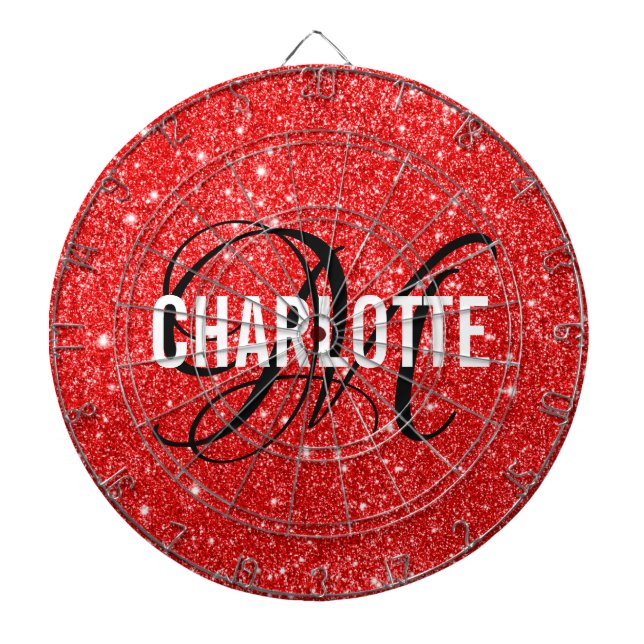 Cible De Fléchettes Parties scintillant rouge moderne monogramme nom c (Devant)