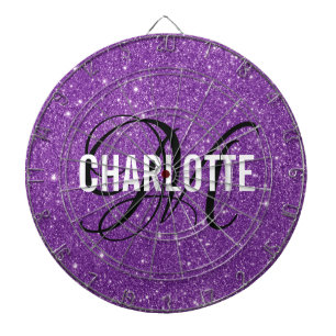 Cible De Fléchettes Parties scintillant violet moderne monogramme nom 