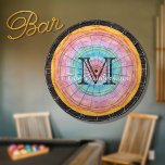 Cible De Fléchettes Pastel Rainbow Rustic Wood Tone Monogramme Nom<br><div class="desc">Pastel Rainbow Rustic Wood Tone Monogramme Nom. Un tableau de bord rustique en bois de grain fait le cadeau personnalisé parfait,  il est parfait pour les mariages,  les fêtes,  les réunions de famille,  et juste le plaisir quotidien. Notre modèle convivial facilite la personnalisation.</div>