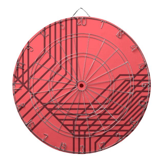 Cible De Fléchettes Pastel Rouge, simple, moderne, design géométrique (Devant)