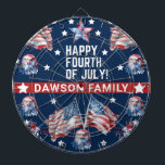Cible De Fléchettes Patriotique 4 juillet Aquarelle Nom de famille<br><div class="desc">4 juillet Aquarelle Nom de famille design personnalisé. Les produits correspondants se trouvent dans 4 juillet Collection Aquarelle.</div>