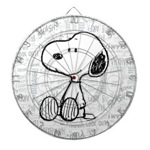 Cible De Fléchettes PEANUTS   Snoopy on Black White Comics