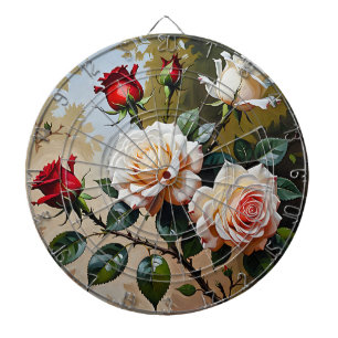 Cible De Fléchettes Peinture à l'huile rose blanche et rouge
