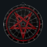 Cible De Fléchettes Pentagram Red Devil<br><div class="desc">Pentagramme rouge,  inversé,  texturé en cercle,  sur arrière - plan noir. Symbole occulte 666</div>
