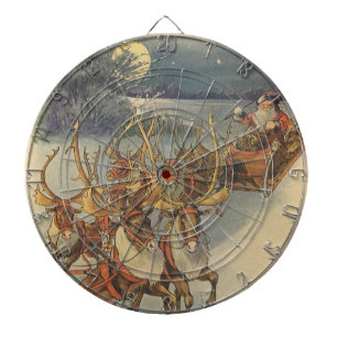 Cible De Fléchettes Père Noël vintage de Noël traîneau avec rennes