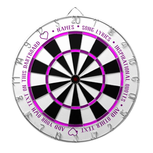Cible De Fléchettes Personalisé Bold Purple Fushia B&W Texte personnal (Devant)