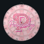 Cible De Fléchettes Personalize Name and Letter on Pastel Pink Color<br><div class="desc">Personalize Your Name and Large Letter Initial on Pastel Pink Color Dartboard! You can customize the design to your liking!</div>