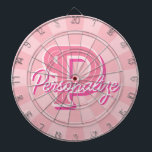 Cible De Fléchettes Personalize Name and Letter on Pastel Pink Color<br><div class="desc">Personalize Your Name and Large Letter Initial on Pastel Pink Color Dartboard! You can customize the design to your liking!</div>