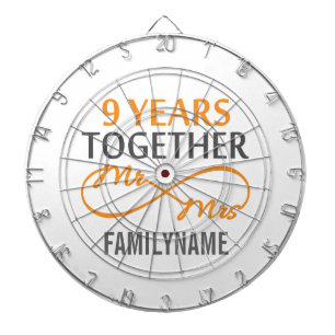 Cible De Fléchettes Personnalisé M. et Mme 9e anniversaire