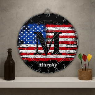 Cible De Fléchettes Personnalisé Monogram USA Flag 4 juillet Party