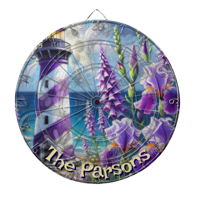 Cible De Fléchettes Phare violet avec Foxglove & Iris Personnalisé (Devant)