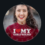 Cible De Fléchettes Photo personnalisée J'aime ma petite amie<br><div class="desc">Photo personnalisée J'aime ma Cible de flechettes de copine</div>