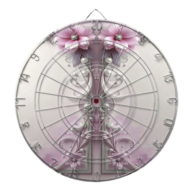 Cible De Fléchettes Pink Floral Dartboard (Devant)