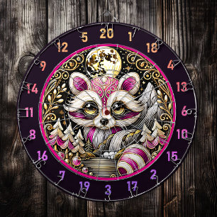 Cible De Fléchettes Pink Raccoon se tient au milieu de Golden Serenity