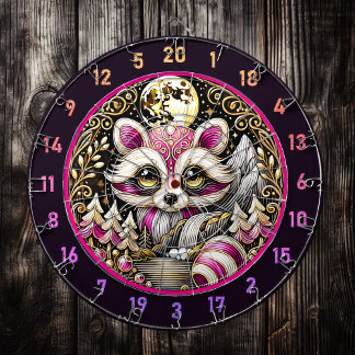 Cible De Fléchettes Pink Raccoon se tient au milieu de Golden Serenity