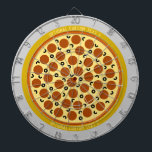 Cible De Fléchettes Pizza personnalisée | Pepperoni & Olives<br><div class="desc">Cette pizza design est superposée et peut être customisée avec votre choix de pepperoni et d'olives. Les couleurs de toutes les illustrations de pizza et de garnitures sont personnalisables. Ajoutez du texte sur mesure sur la croûte à pizza (haut et bas) pour en faire un tableau de fléchettes à pizza...</div>