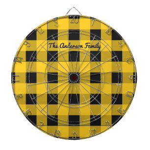Cible De Fléchettes Plaid Buffalo Jaune Motif à Carreaux Rustique Pers