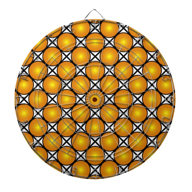 Cible De Fléchettes Points dorés lumineux Motif de réseau noir et blan (Devant)