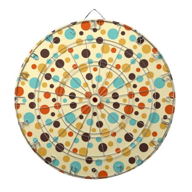 Cible De Fléchettes Points Polka Rétro Couleurs Bleu Jaune Rouge (Devant)
