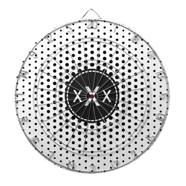 Cible De Fléchettes Points Techno Noir Monogramme moderne (Devant)