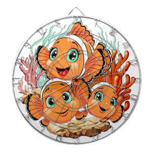 Cible De Fléchettes Poisson clown Dessin animé Mignon Famille Sous l'e