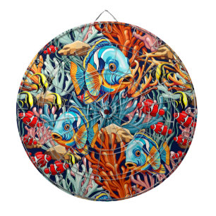 Cible De Fléchettes Poissons Tropicaux Couleurs Vives Ambiance Été
