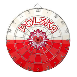 Cible De Fléchettes POLSKA Pologne Dessin de cœur blanc et rouge Drape