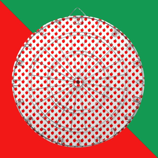 Cible De Fléchettes Pomme Motif Fruit rouge (A dartboard with a pattern of red apples.)
