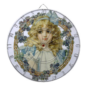 Cible De Fléchettes Portrait de jolie petite fille antique