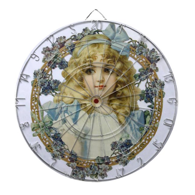 Cible De Fléchettes Portrait de jolie petite fille antique (Devant)