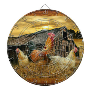Cible De Fléchettes Poules à coq vintage Grotte à coop rustique