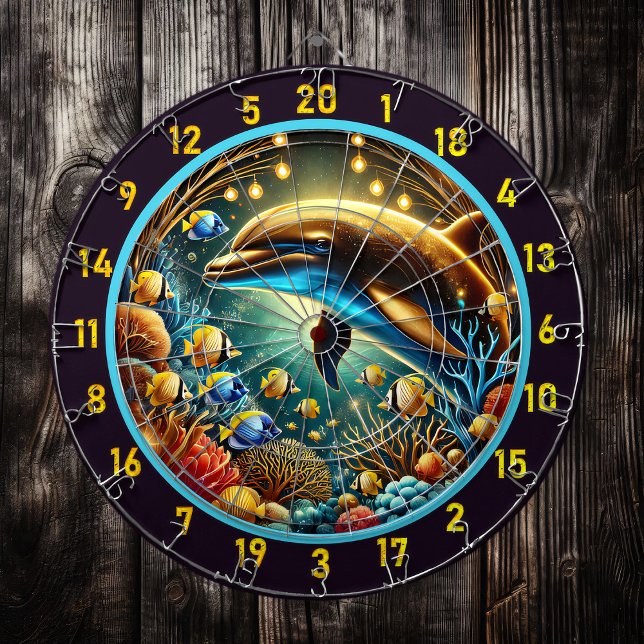 Cible De Fléchettes Profondeurs Joueuses Dauphin Dartboard Scène (Créateur téléchargé)