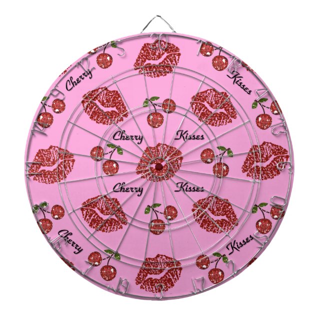 Cible De Fléchettes RAB Rockabilly Baisers de Cerise sur Rose (Devant)