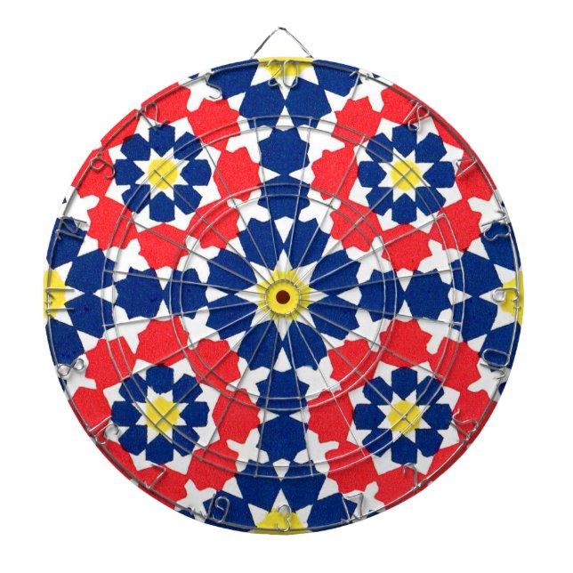 Cible De Fléchettes red blue yellow abstract dart board (Devant)