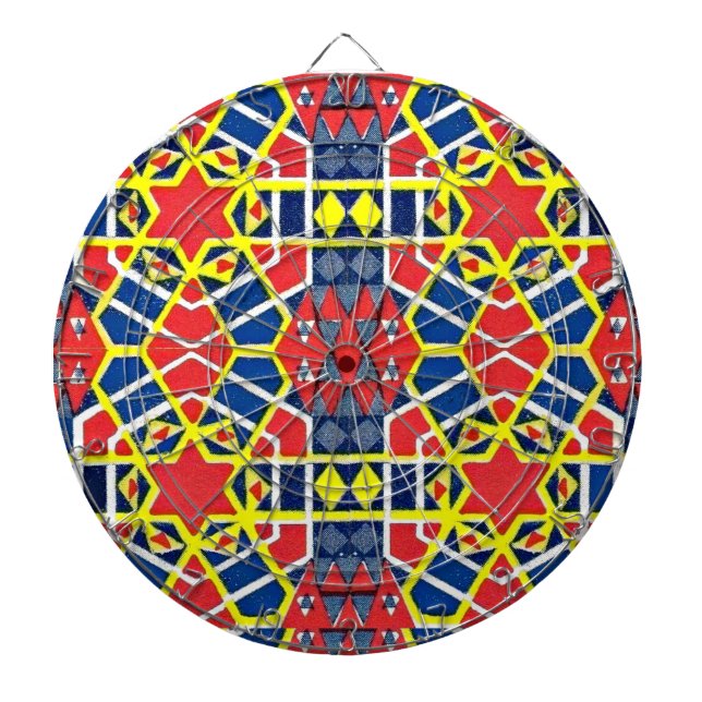 Cible De Fléchettes red blue yellow abstract dart board (Devant)