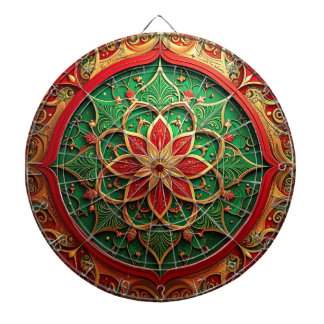 Cible De Fléchettes Red Green Decorative Floral Dartboard