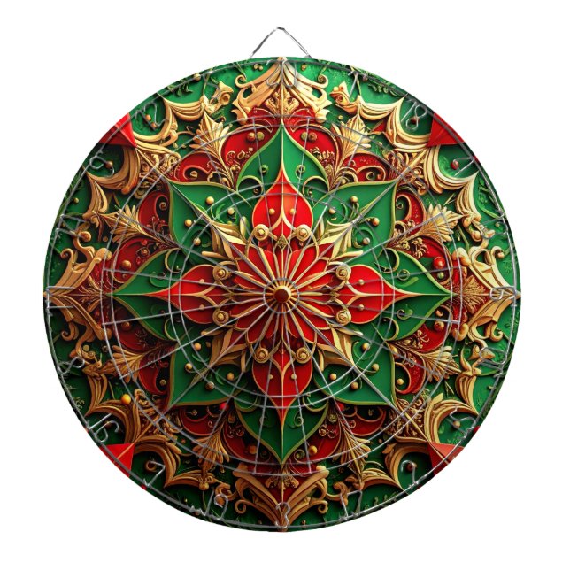Cible De Fléchettes Red Green Decorative Floral Dartboard (Devant)