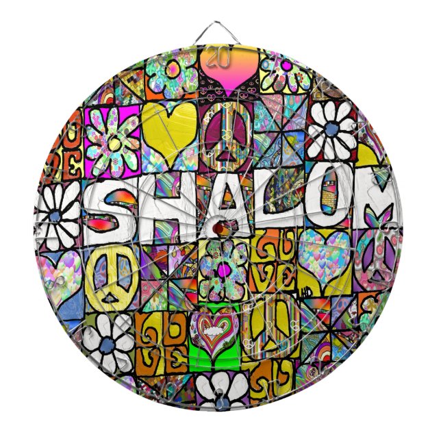 Cible De Fléchettes Retro 60s Psychedelic Shalom LOVE (Devant)