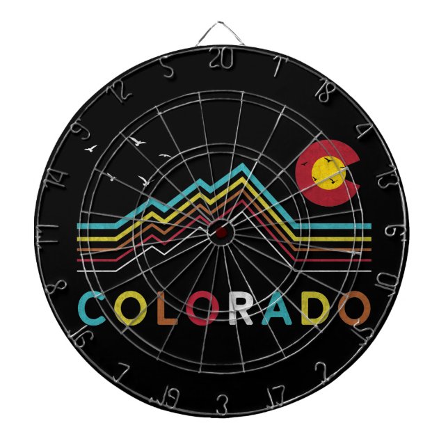 Cible De Fléchettes Retro Colorado Drapeau Rocky Mountain Souvenir (Devant)