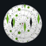 Cible de flechettes Retro Green Diamonds & Starbur<br><div class="desc">Cette Cible de flechettes Retro Green Diamonds et Starbursts personnalisable est une nouvelle prise sur un style vintage. Il présente des étoiles kitsch, noires sur des pois verts, entourant des formes géométriques, vertes et diamants noirs. Customisez la couleur arrière - plan sur ce produit moderne du milieu du siècle si...</div>