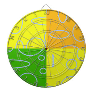Cible De Fléchettes Rétro quadruple jaune vert orange géométrique